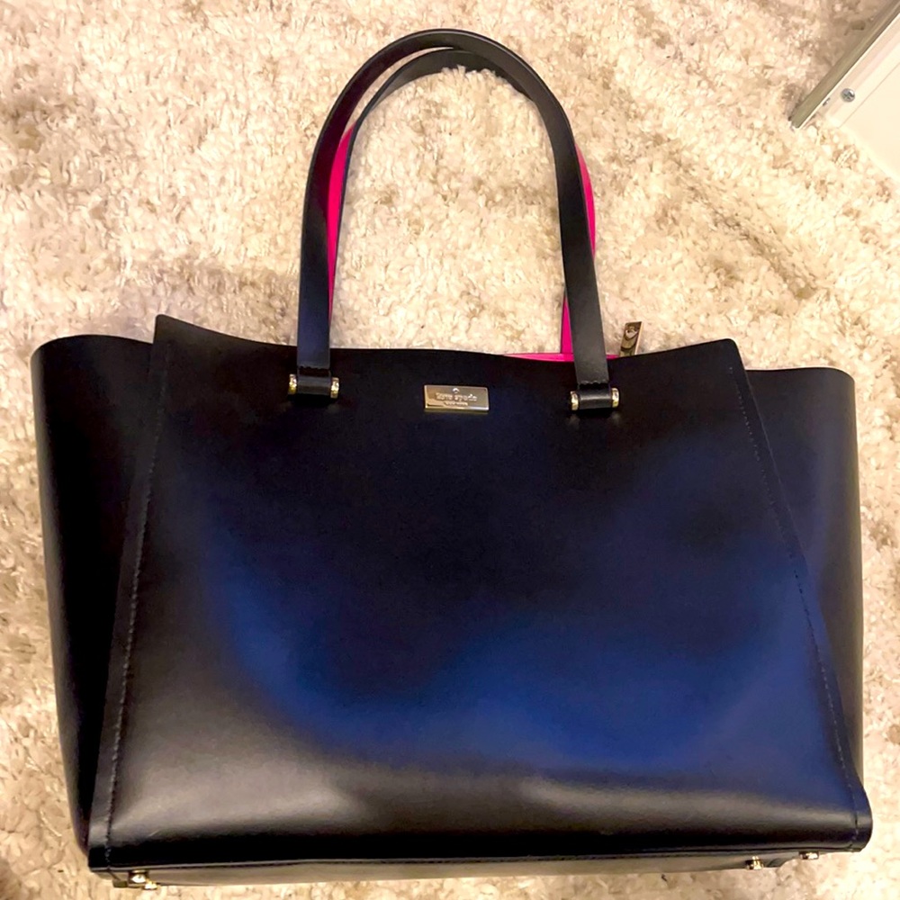 Kate Spade Black Tote Pink Interior - large size